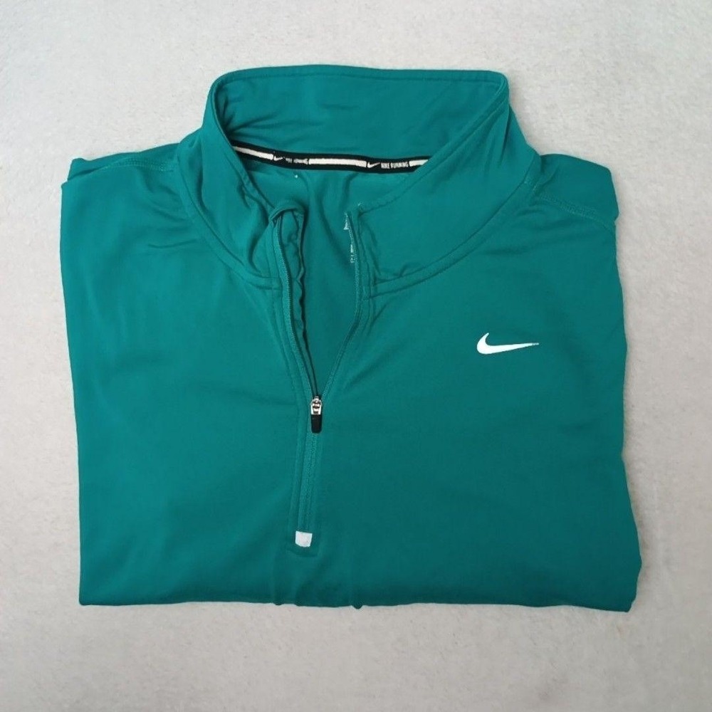 Nike Pullover Mens XL Green Element Dri-FIT 1/4 Zip Mock Running Athletic 717404